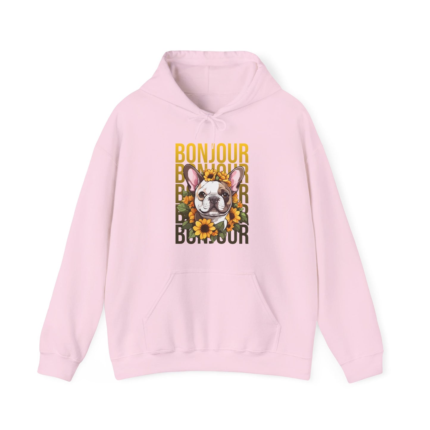 French Bulldog Sunflower Hoodie – Cute Bonjour Frenchie Pullover for Dog Lovers, Cozy Floral Gift for Her