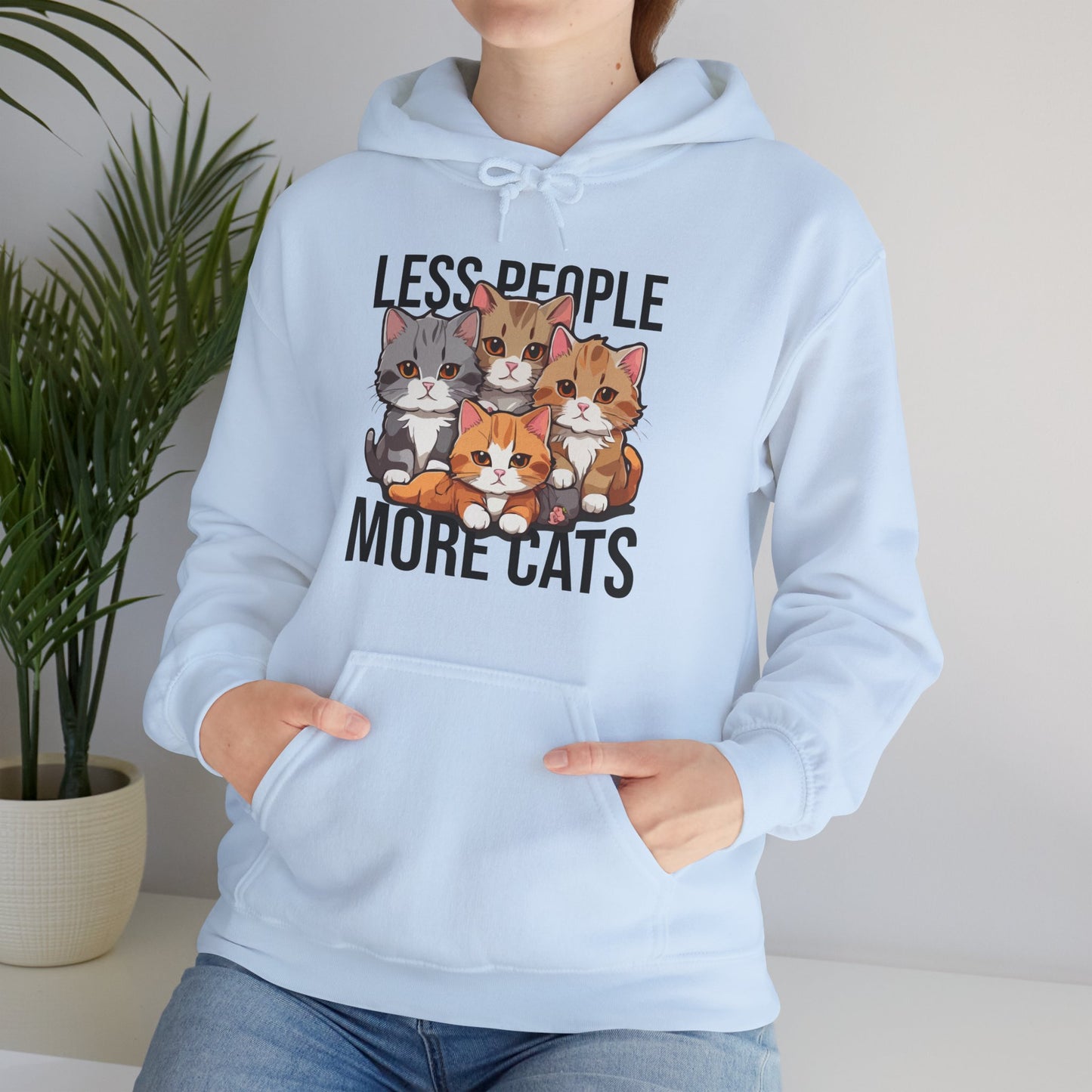 Less People More Cats Hoodie – Funny Cat Lover Gift for Introverts, Pet Parents & Anti-Social Cat Moms