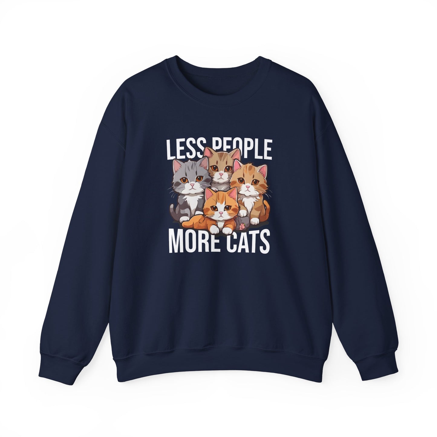 Less People More Cats Sweatshirt – Funny Cat Lover Gift for Introverts, Pet Parents & Anti-Social Cat Moms