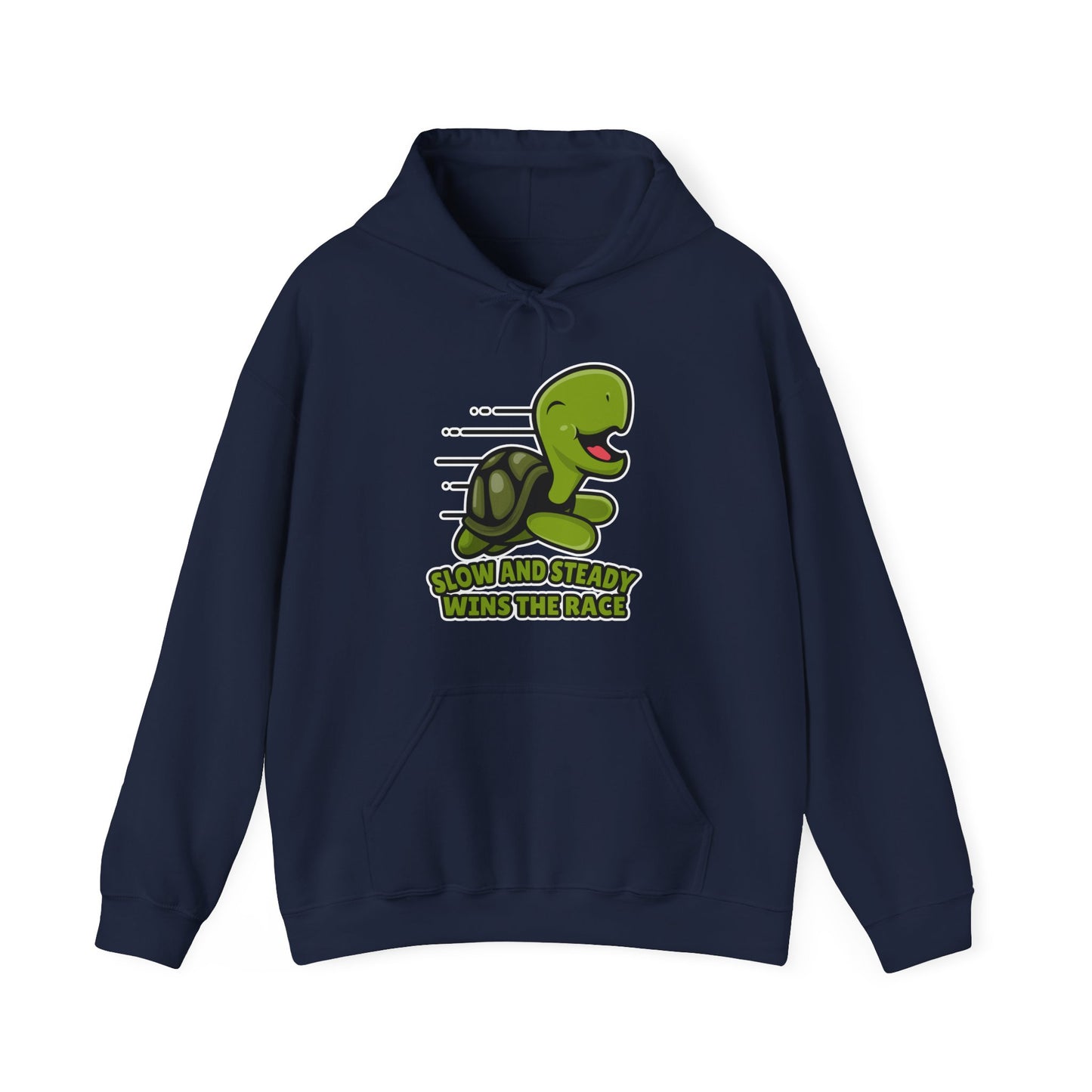 “Slow and Steady Wins the Race” Turtle Hoodie – Inspirational Animal Lover Gift, Cute Pet Parent, Motivational Turtle Apparel