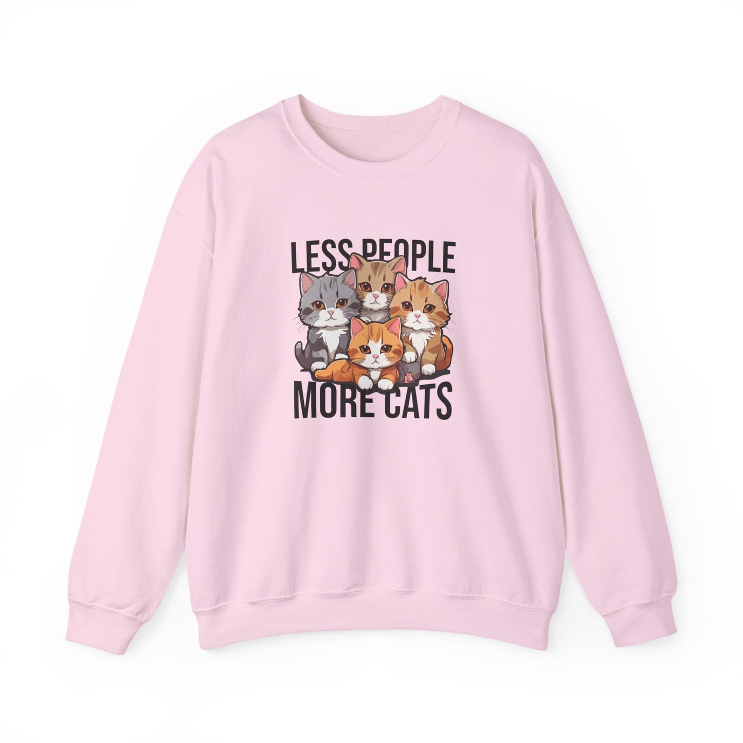 Less People More Cats Sweatshirt – Funny Cat Lover Gift for Introverts, Pet Parents & Anti-Social Cat Moms