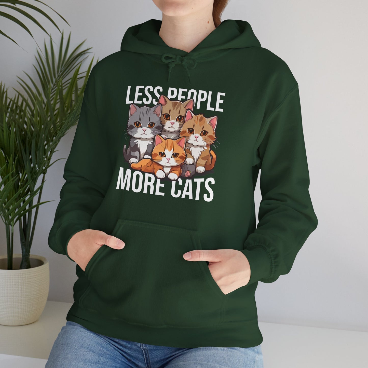 Less People More Cats Hoodie – Funny Cat Lover Gift for Introverts, Pet Parents & Anti-Social Cat Moms