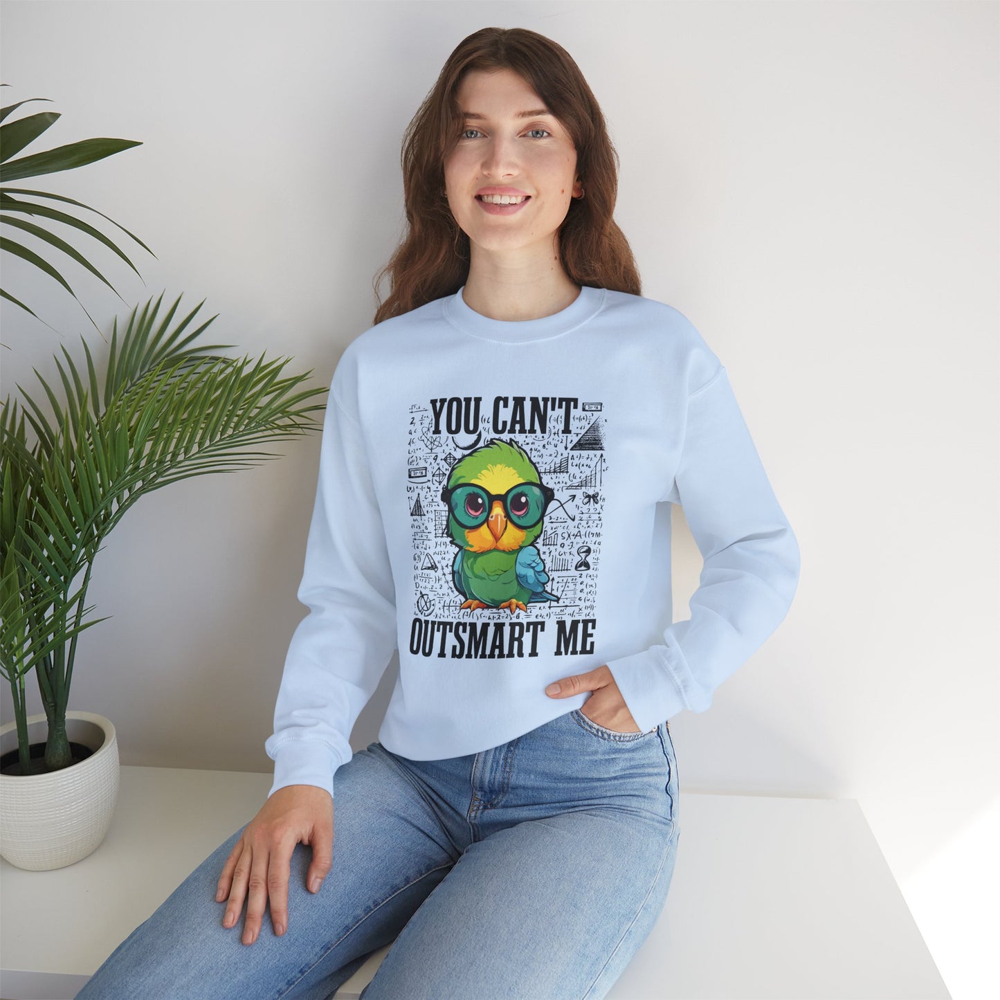 “You Can’t Outsmart Me” Parrot Sweatshirt – Funny Smart Bird Lover Gift, Intelligent Parrot Apparel, Unique Pet Bird Sweater