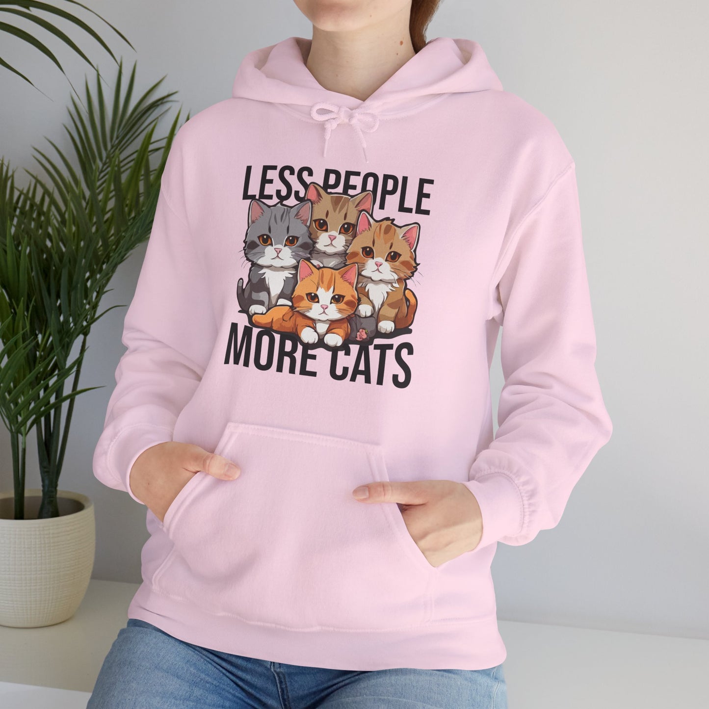 Less People More Cats Hoodie – Funny Cat Lover Gift for Introverts, Pet Parents & Anti-Social Cat Moms