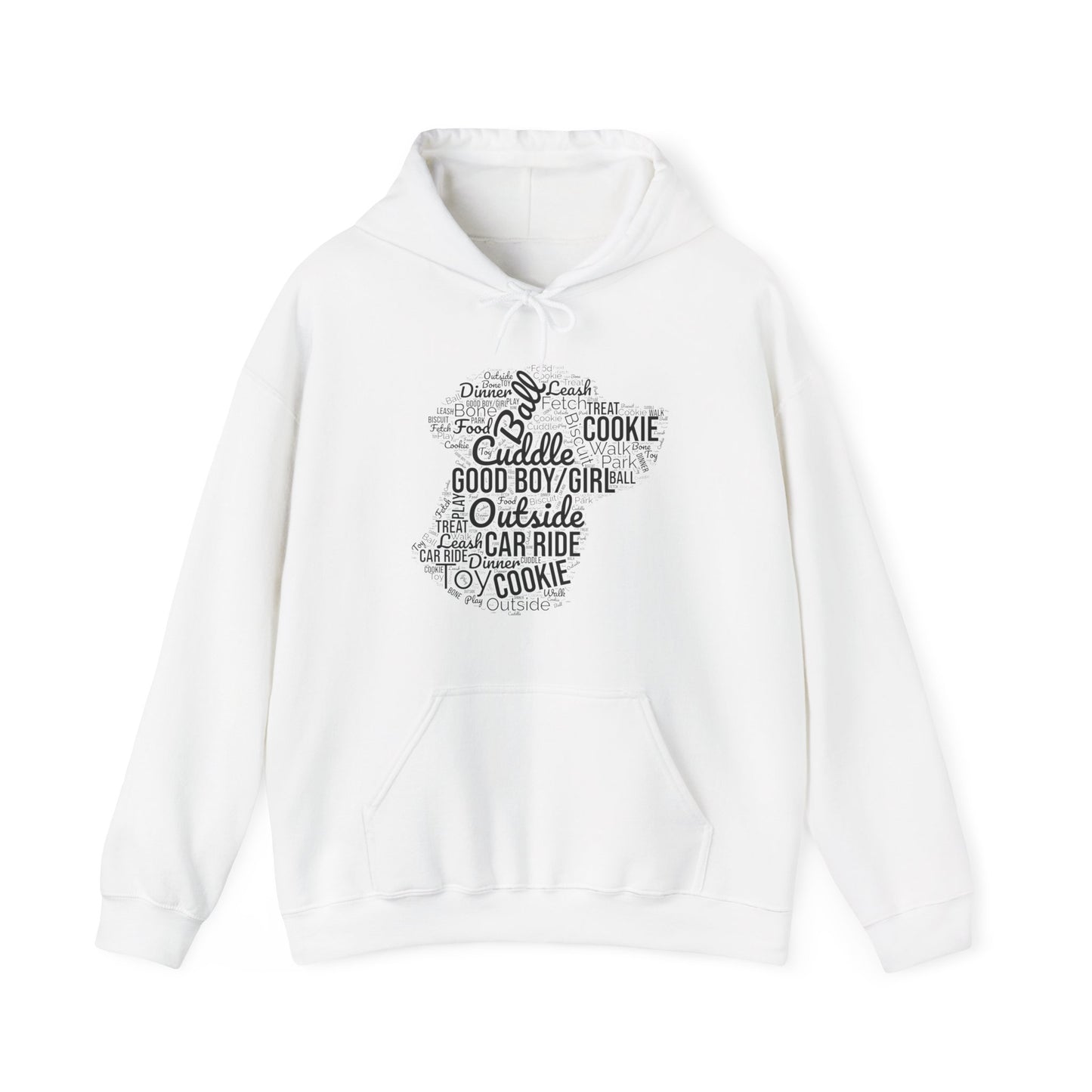 Dog’s Favorite Words Hoodie – Funny Word Cloud Pullover for Dog Lovers, Cute Pet Owner Gift, Cozy Unisex Dog Hoodie