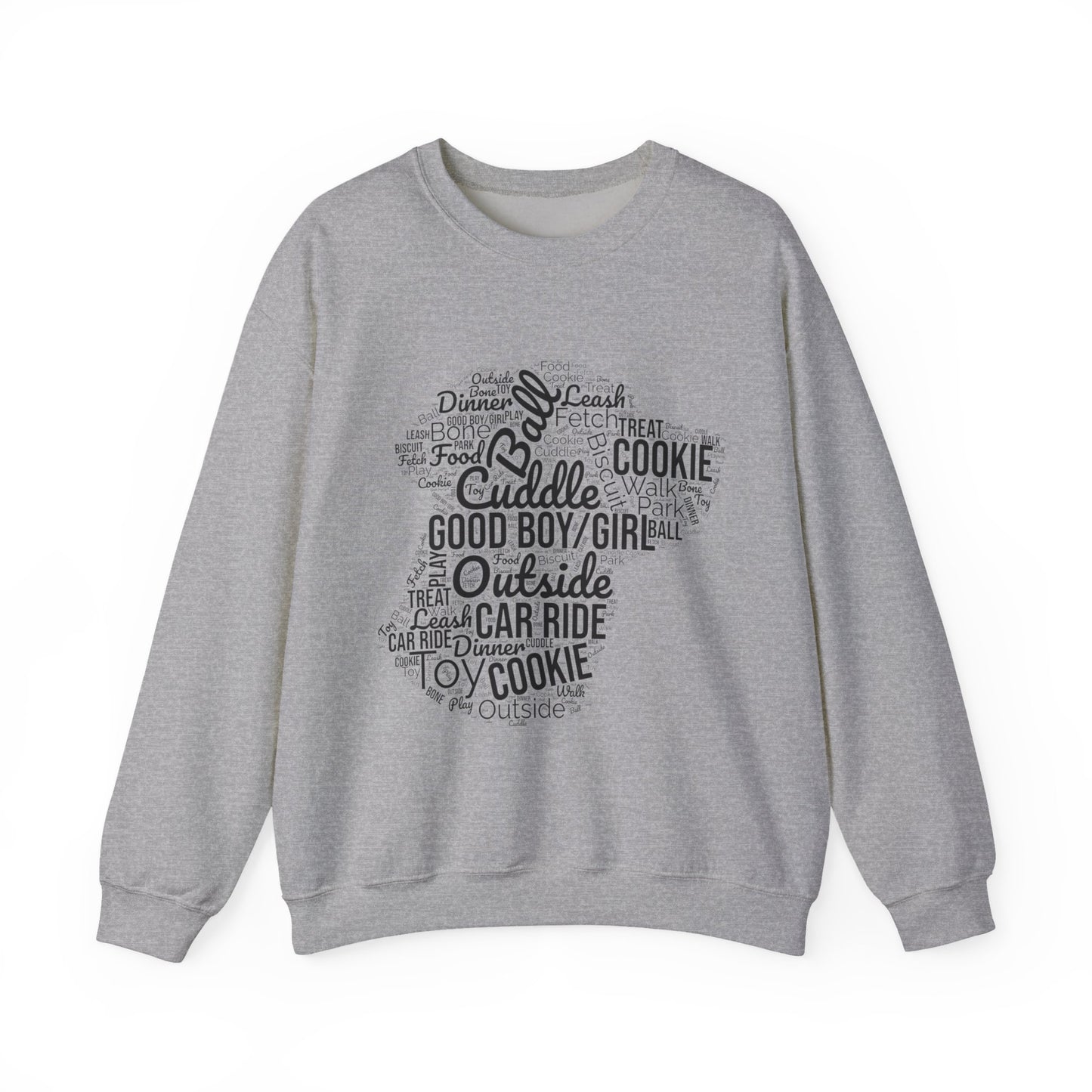 Dog Word Cloud Sweatshirt – Funny Pullover for Dog Lovers, Cozy Unisex Crewneck, Perfect Gift for Pet Owners