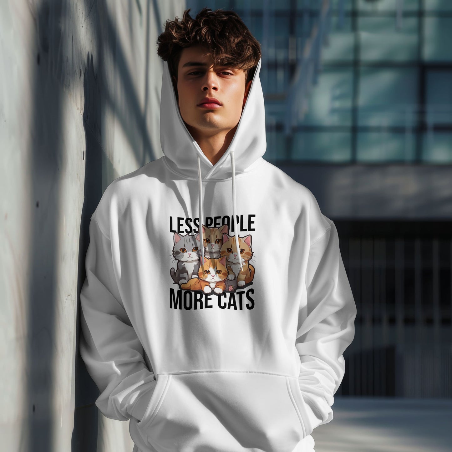 Less People More Cats Hoodie – Funny Cat Lover Gift for Introverts, Pet Parents & Anti-Social Cat Moms