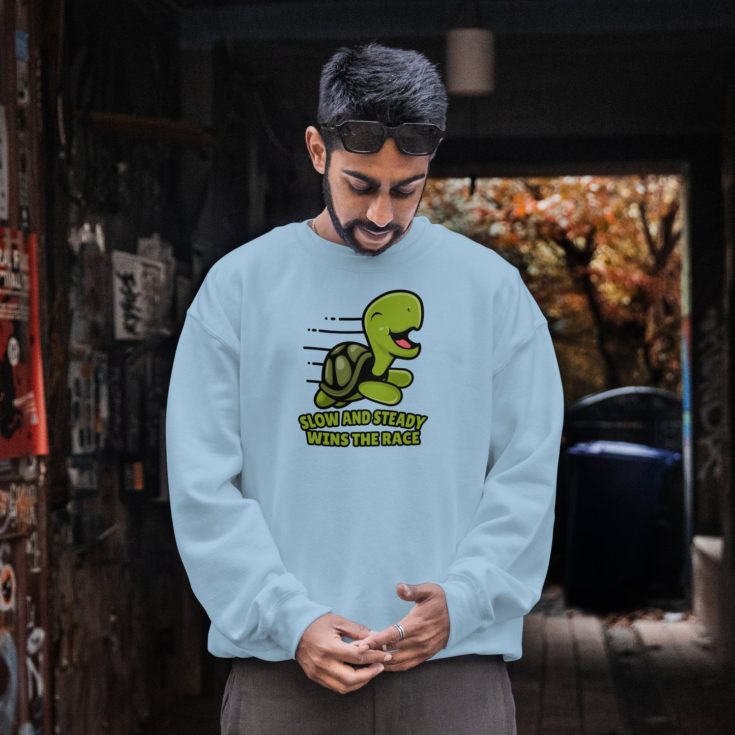 “Slow and Steady Wins the Race” Turtle Sweatshirt – Inspirational Animal Lover Gift, Motivational Pet Parent Apparel, Cozy Turtle Sweater