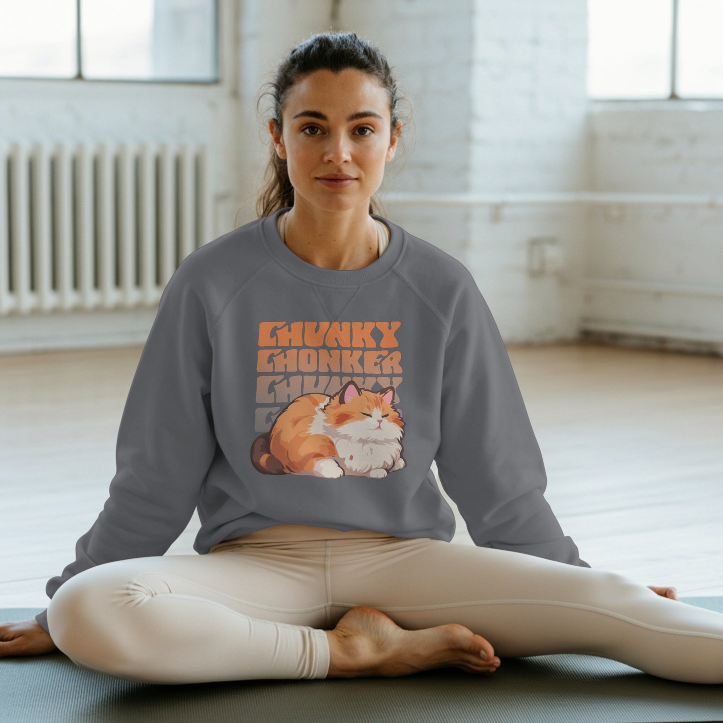 Chunky Chonker Fat Orange Tabby Cat Sweatshirt, Perfect for Pet Lovers and Furparents