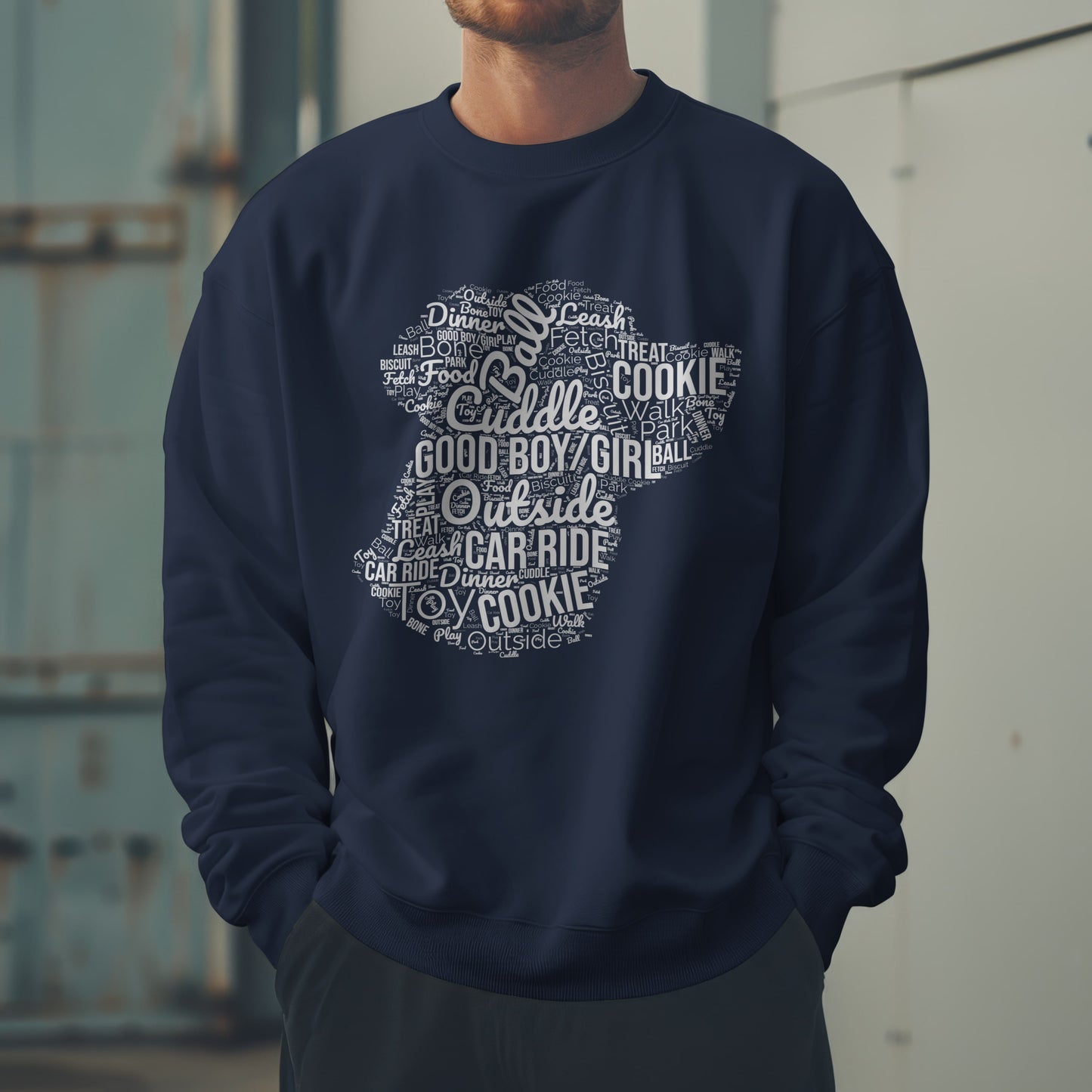 Dog Word Cloud Sweatshirt – Funny Pullover for Dog Lovers, Cozy Unisex Crewneck, Perfect Gift for Pet Owners