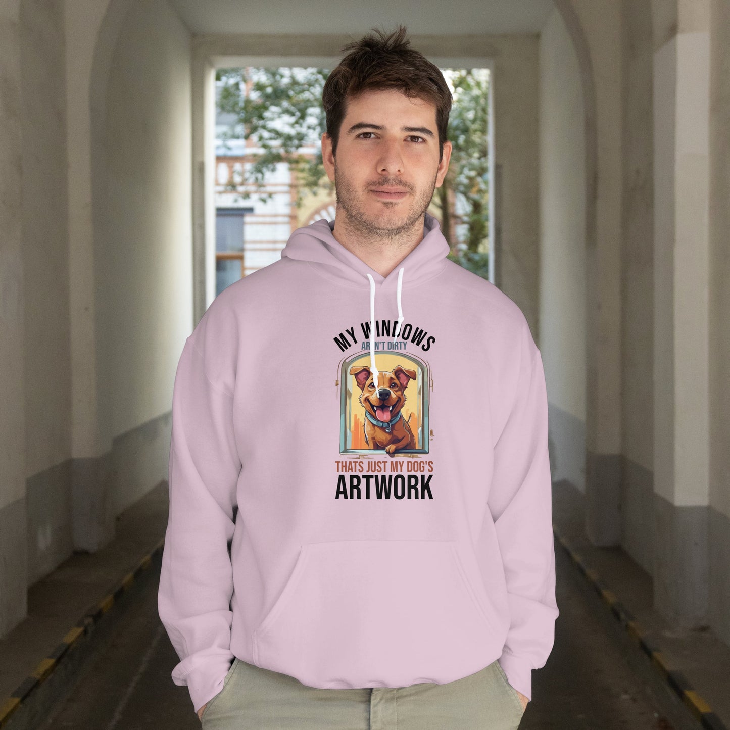 “My Windows Aren’t Dirty, That’s Just My Dog’s Artwork” Funny Dog Window Licker Hoodie – Cute Unisex Gift for Pet Parents & Dog Lovers
