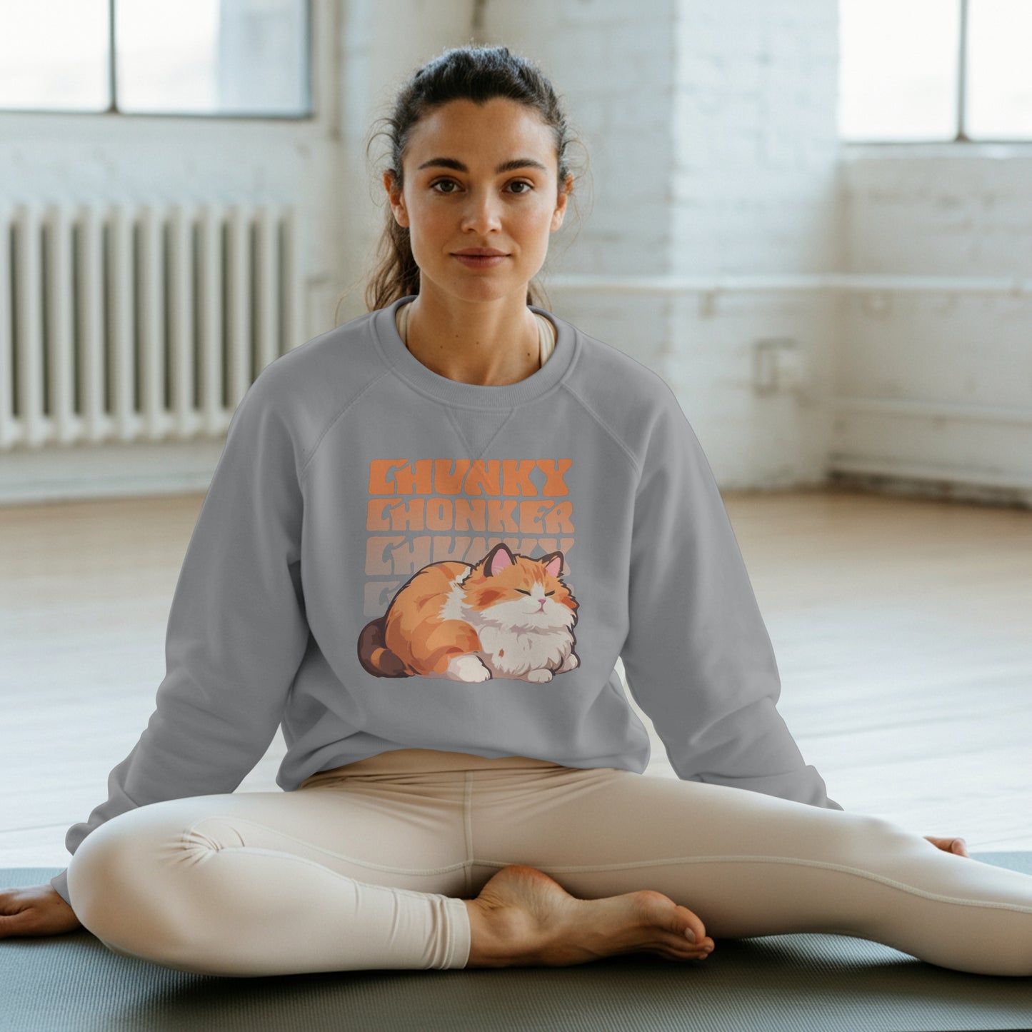 Chunky Chonker Fat Orange Tabby Cat Sweatshirt, Perfect for Pet Lovers and Furparents