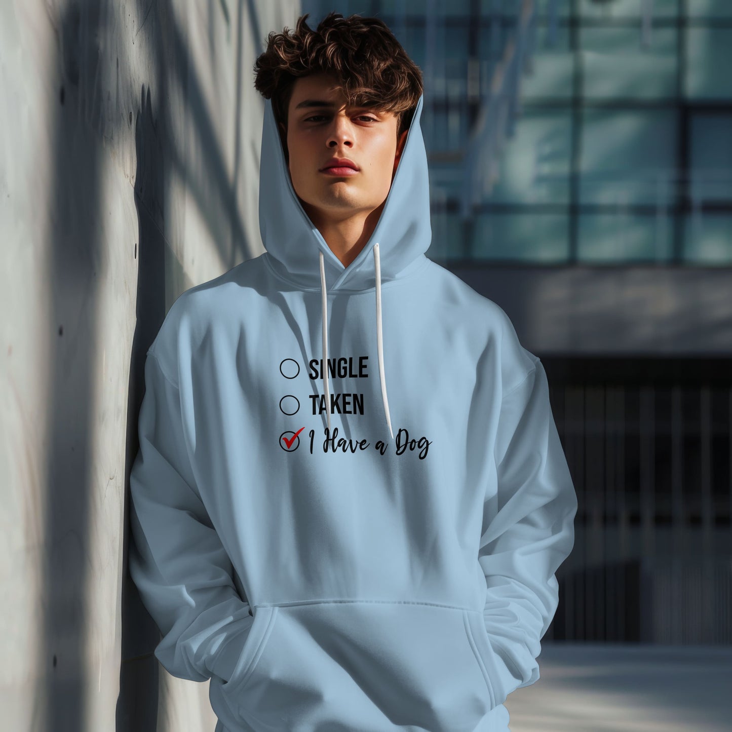 “Single, Taken, I Have a Dog” Funny Relationship Status Hoodie – Cute Unisex Pullover for Dog Lovers, Pet Parents & Animal Rescue Fans
