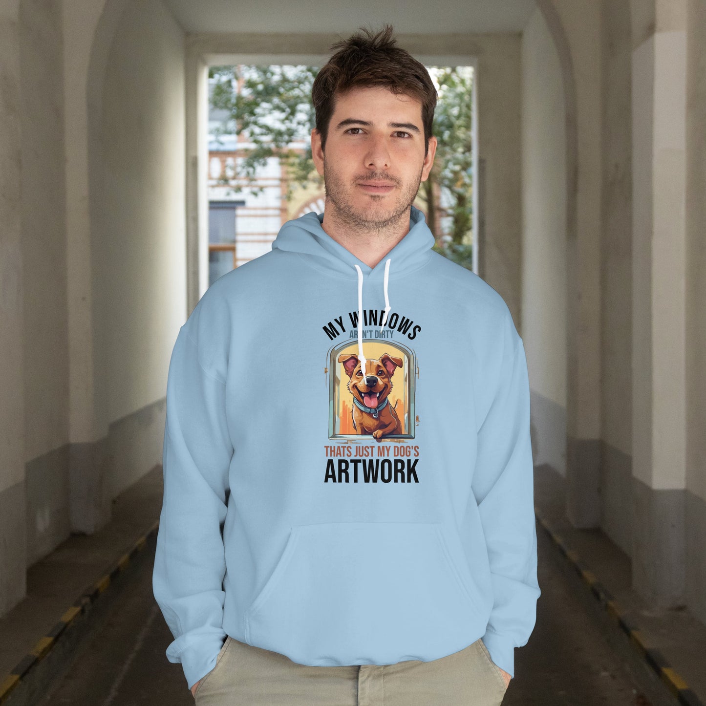 “My Windows Aren’t Dirty, That’s Just My Dog’s Artwork” Funny Dog Window Licker Hoodie – Cute Unisex Gift for Pet Parents & Dog Lovers