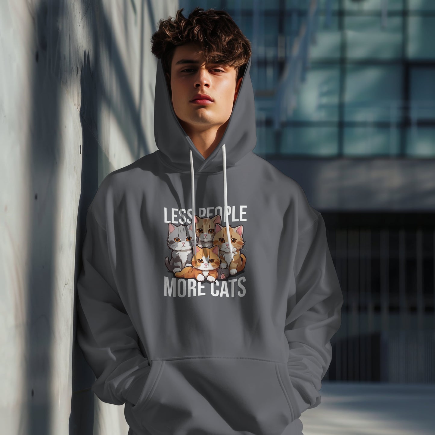 Less People More Cats Hoodie – Funny Cat Lover Gift for Introverts, Pet Parents & Anti-Social Cat Moms