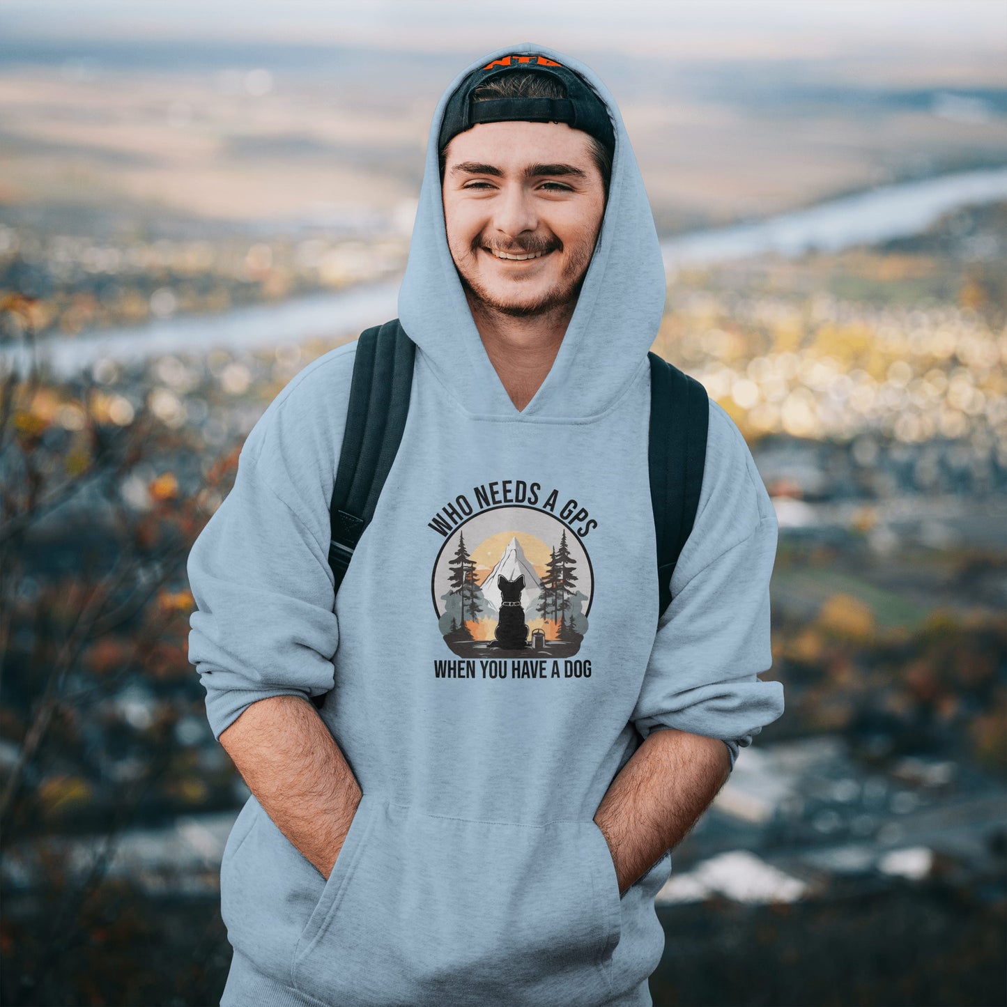 “Who Needs a GPS When You Have a Dog” Funny Dog Lover Hoodie – Hiking Buddy Gift, Cozy Unisex Pullover for Pet Parents & Outdoor Adventurers