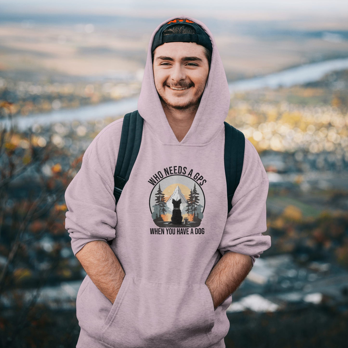 “Who Needs a GPS When You Have a Dog” Funny Dog Lover Hoodie – Hiking Buddy Gift, Cozy Unisex Pullover for Pet Parents & Outdoor Adventurers