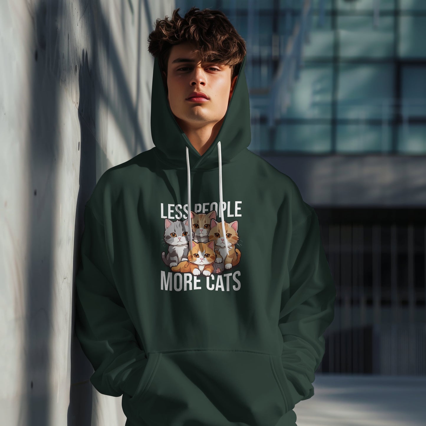 Less People More Cats Hoodie – Funny Cat Lover Gift for Introverts, Pet Parents & Anti-Social Cat Moms