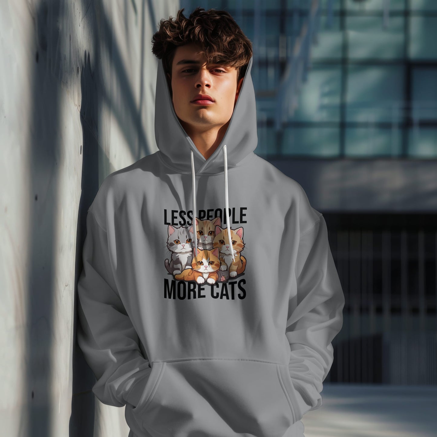 Less People More Cats Hoodie – Funny Cat Lover Gift for Introverts, Pet Parents & Anti-Social Cat Moms