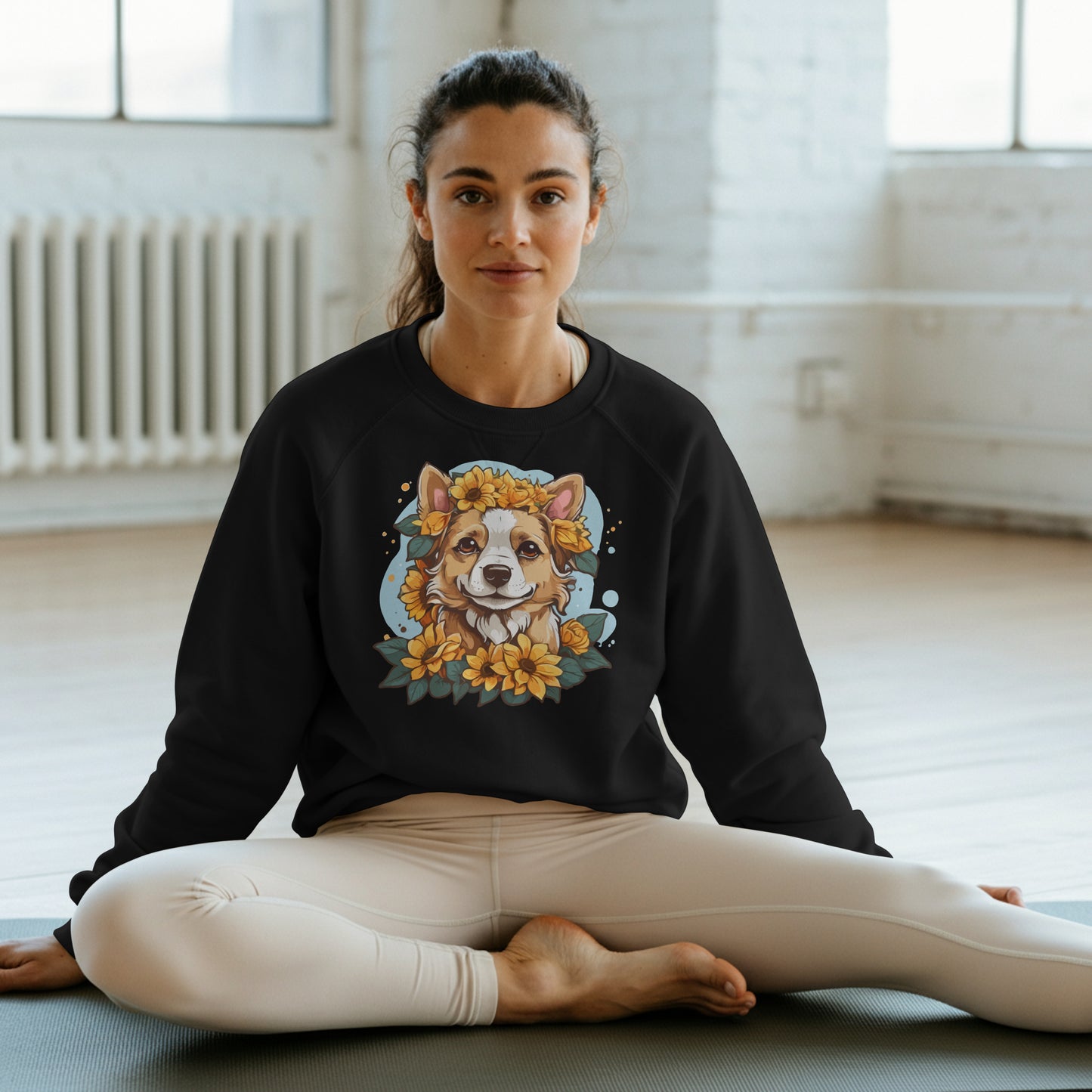 Floral Dog Sunflower Sweatshirt, Perfect for Pet Lovers and Furparents