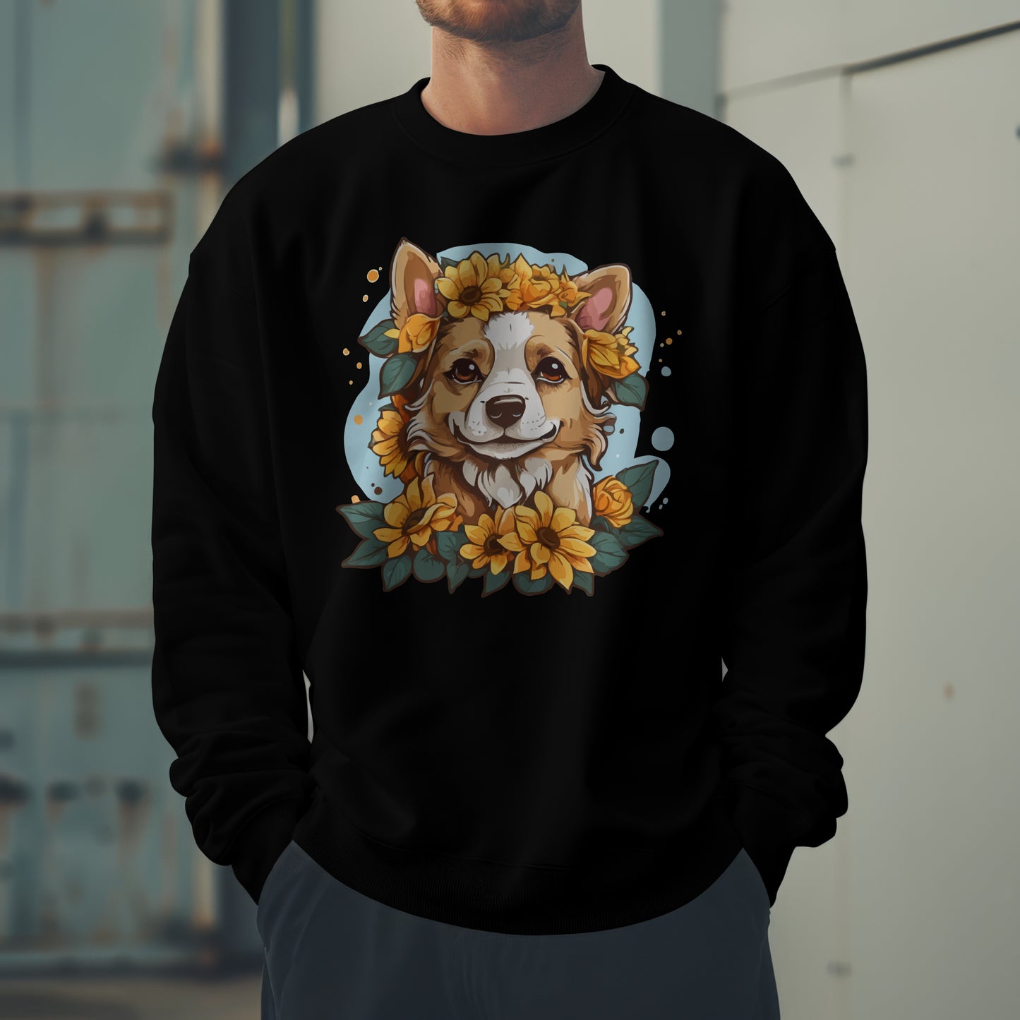 Floral Dog Sunflower Sweatshirt, Perfect for Pet Lovers and Furparents