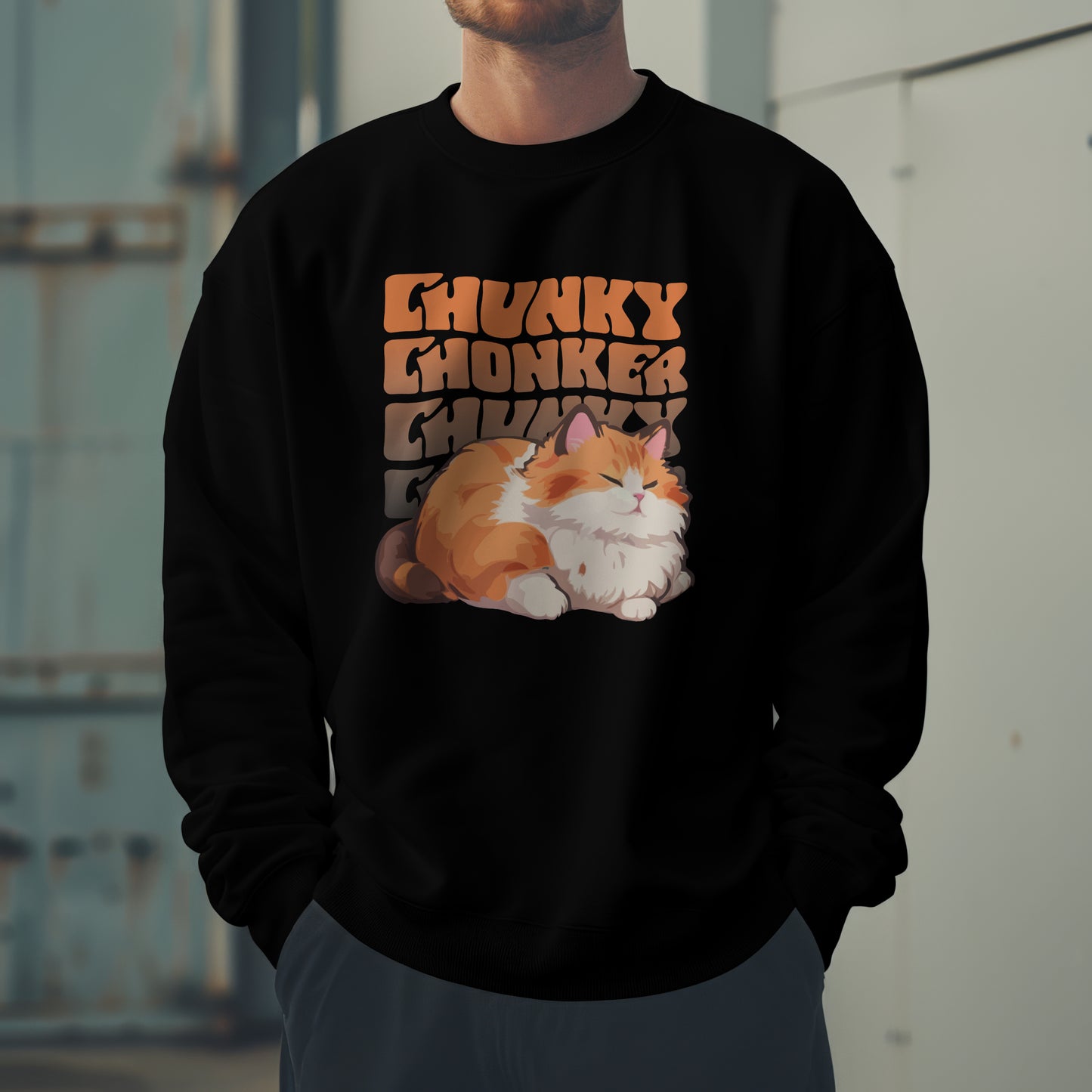 Chunky Chonker Fat Orange Tabby Cat Sweatshirt, Perfect for Pet Lovers and Furparents