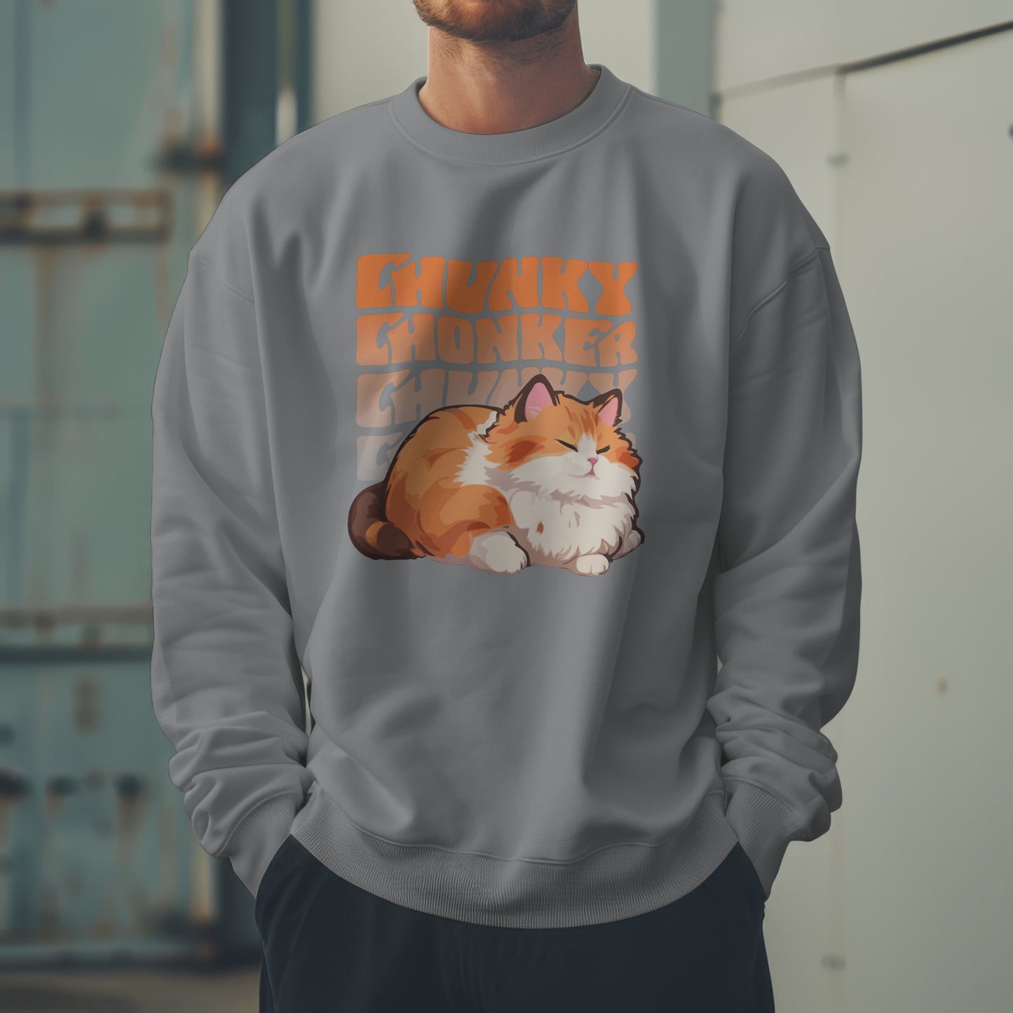 Chunky Chonker Fat Orange Tabby Cat Sweatshirt, Perfect for Pet Lovers and Furparents