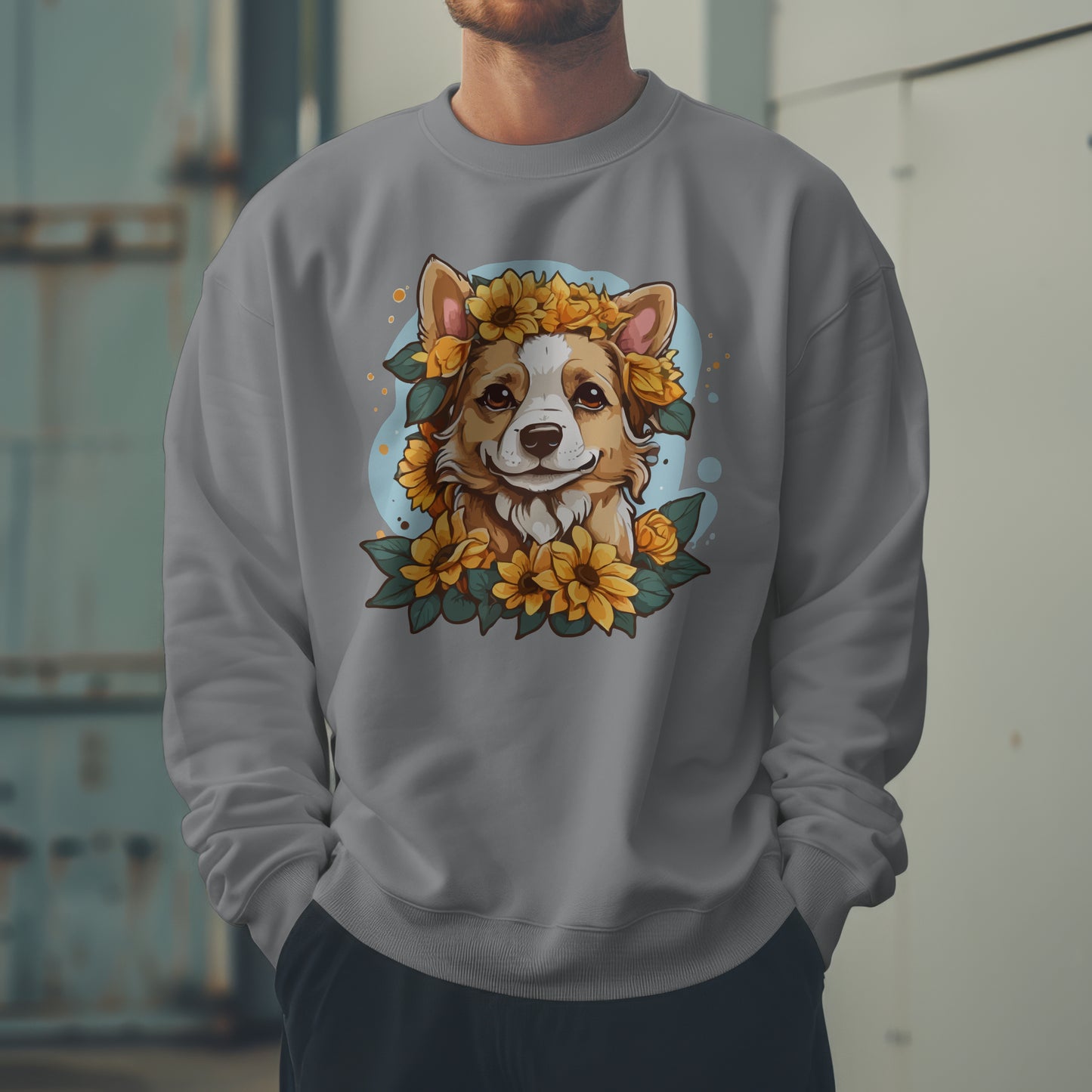 Floral Dog Sunflower Sweatshirt, Perfect for Pet Lovers and Furparents