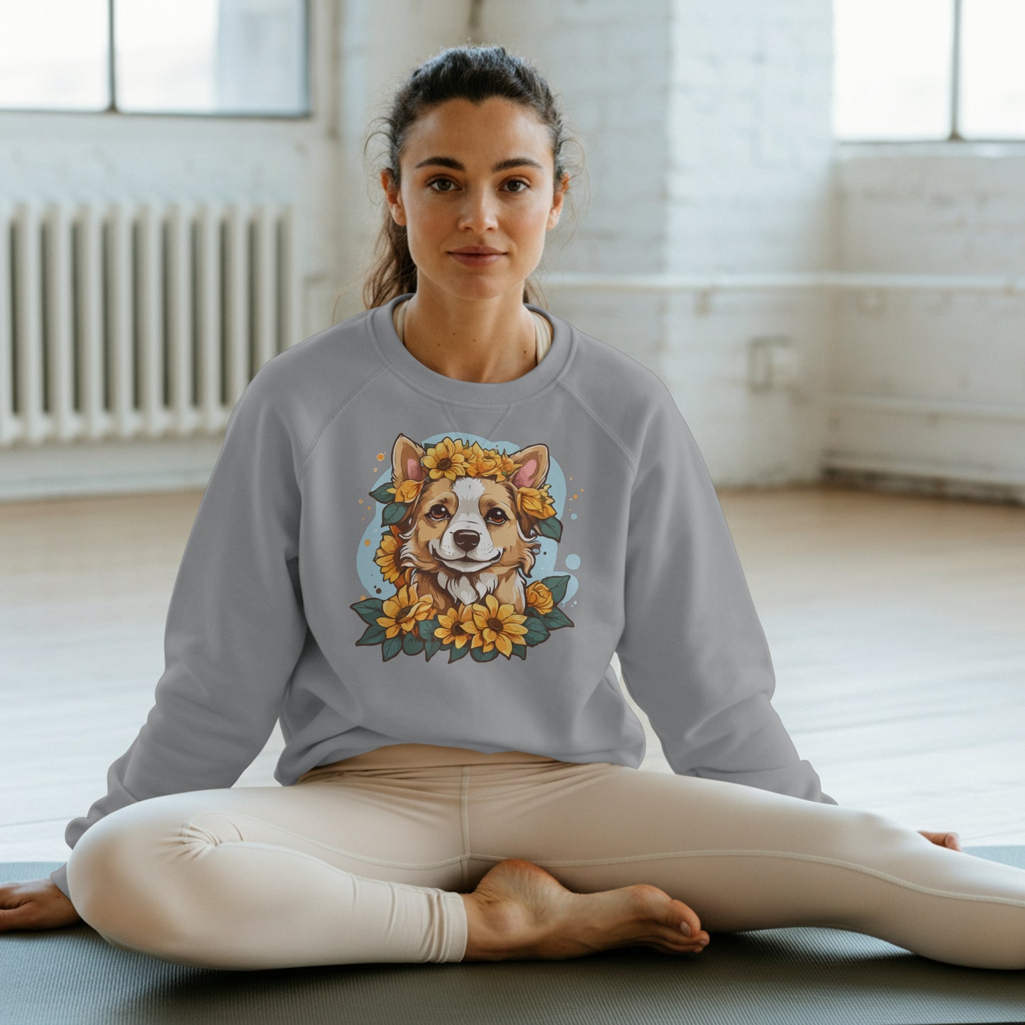 Floral Dog Sunflower Sweatshirt, Perfect for Pet Lovers and Furparents