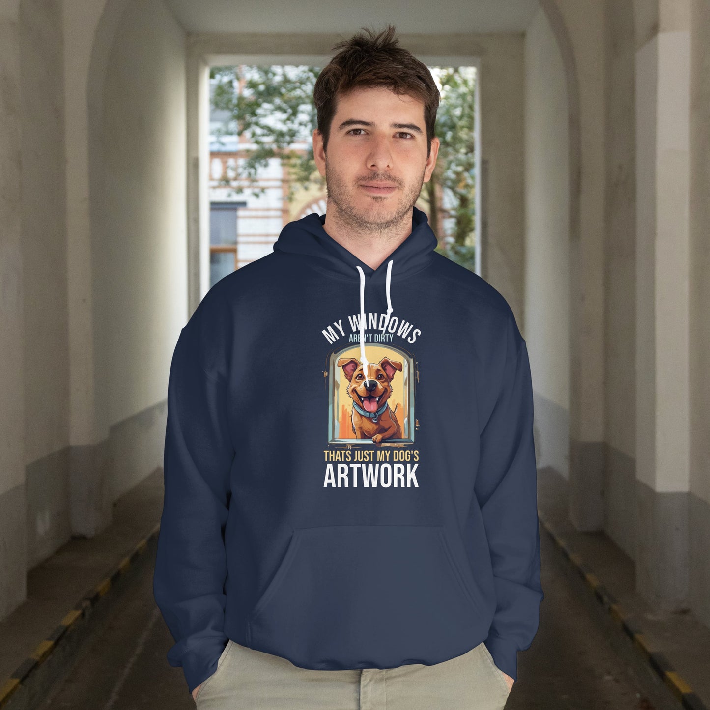 “My Windows Aren’t Dirty, That’s Just My Dog’s Artwork” Funny Dog Window Licker Hoodie – Cute Unisex Gift for Pet Parents & Dog Lovers