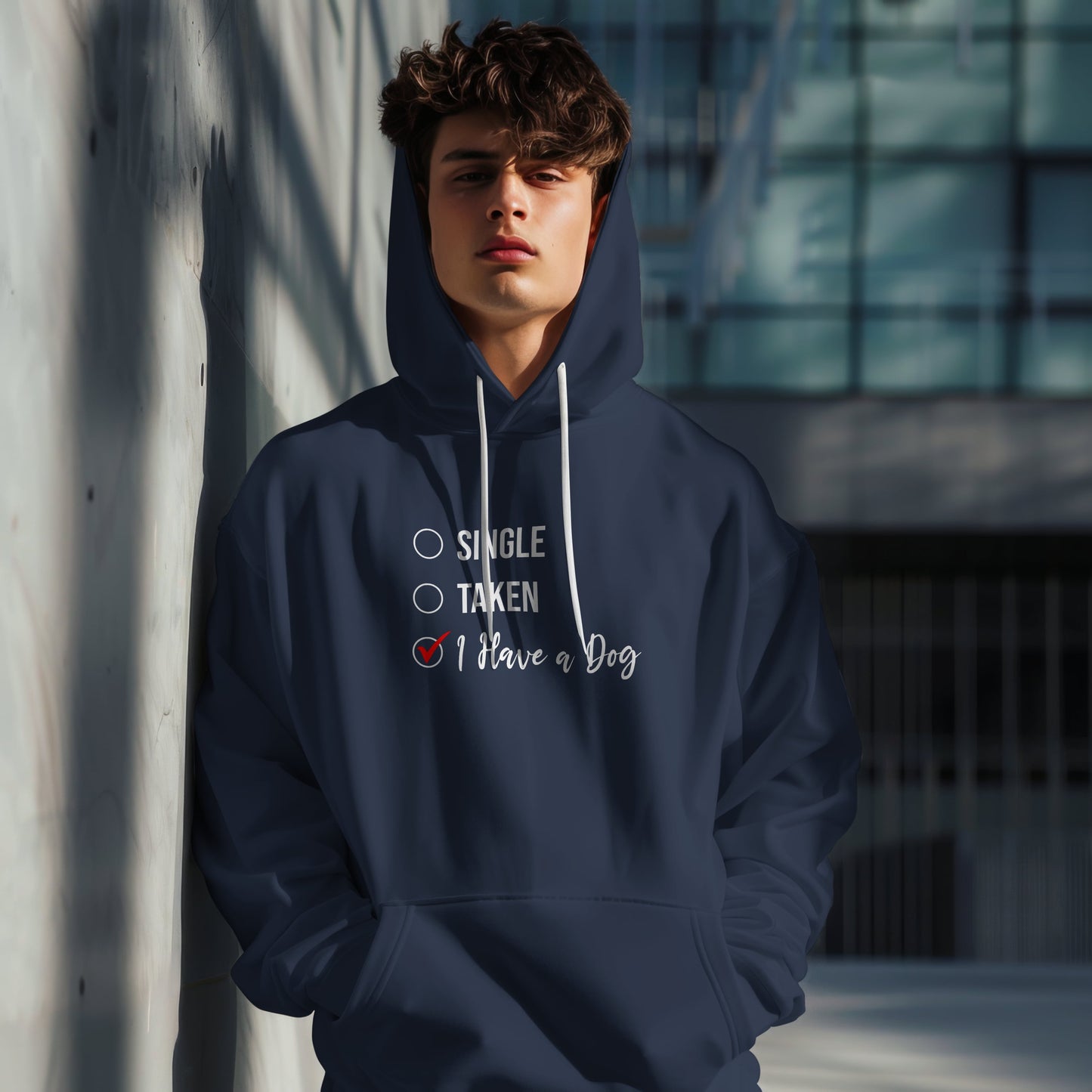 “Single, Taken, I Have a Dog” Funny Relationship Status Hoodie – Cute Unisex Pullover for Dog Lovers, Pet Parents & Animal Rescue Fans