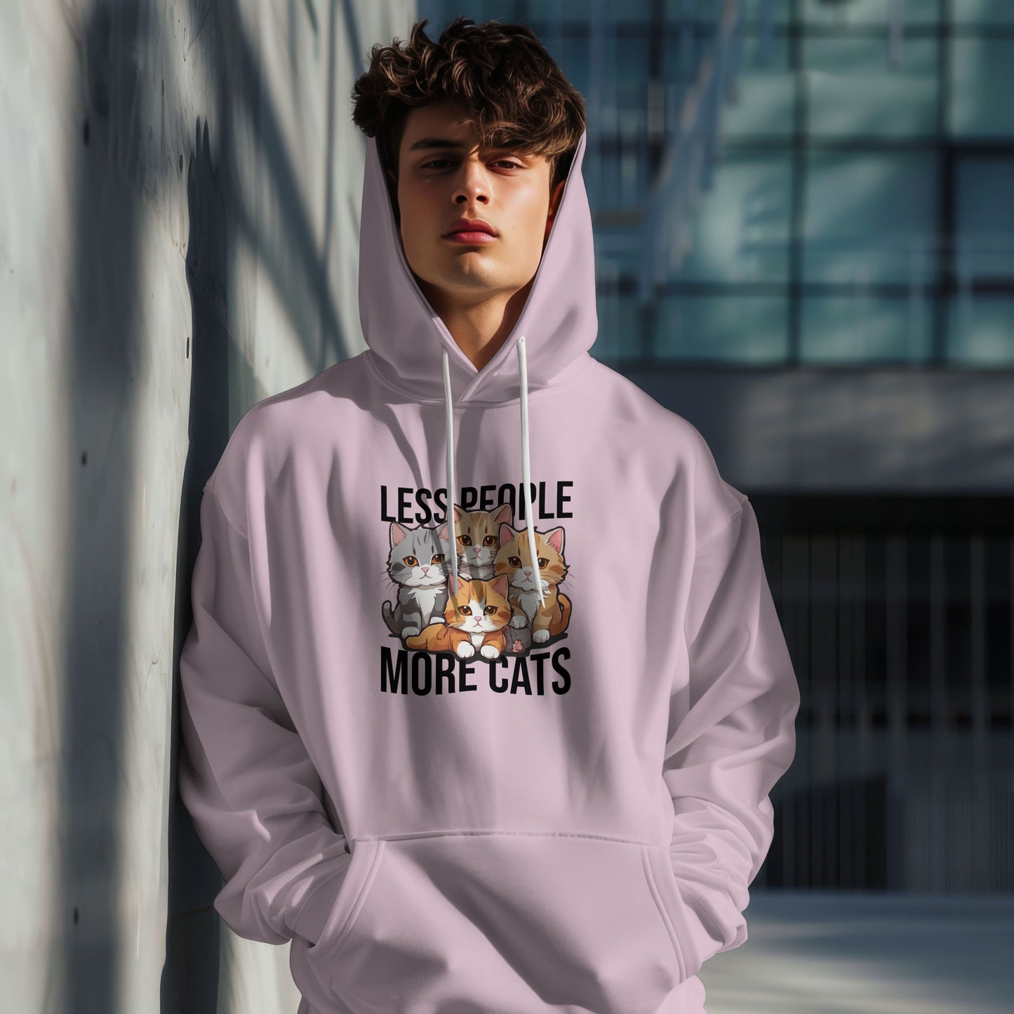 Less People More Cats Hoodie – Funny Cat Lover Gift for Introverts, Pet Parents & Anti-Social Cat Moms