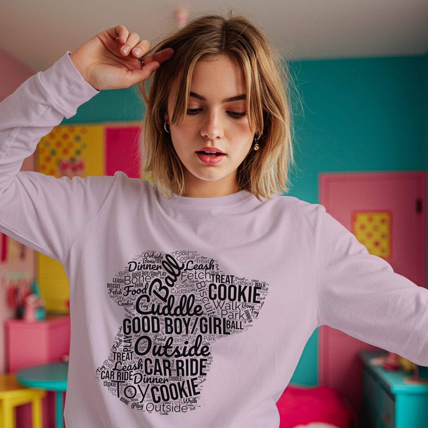 Dog Word Cloud Sweatshirt – Funny Pullover for Dog Lovers, Cozy Unisex Crewneck, Perfect Gift for Pet Owners
