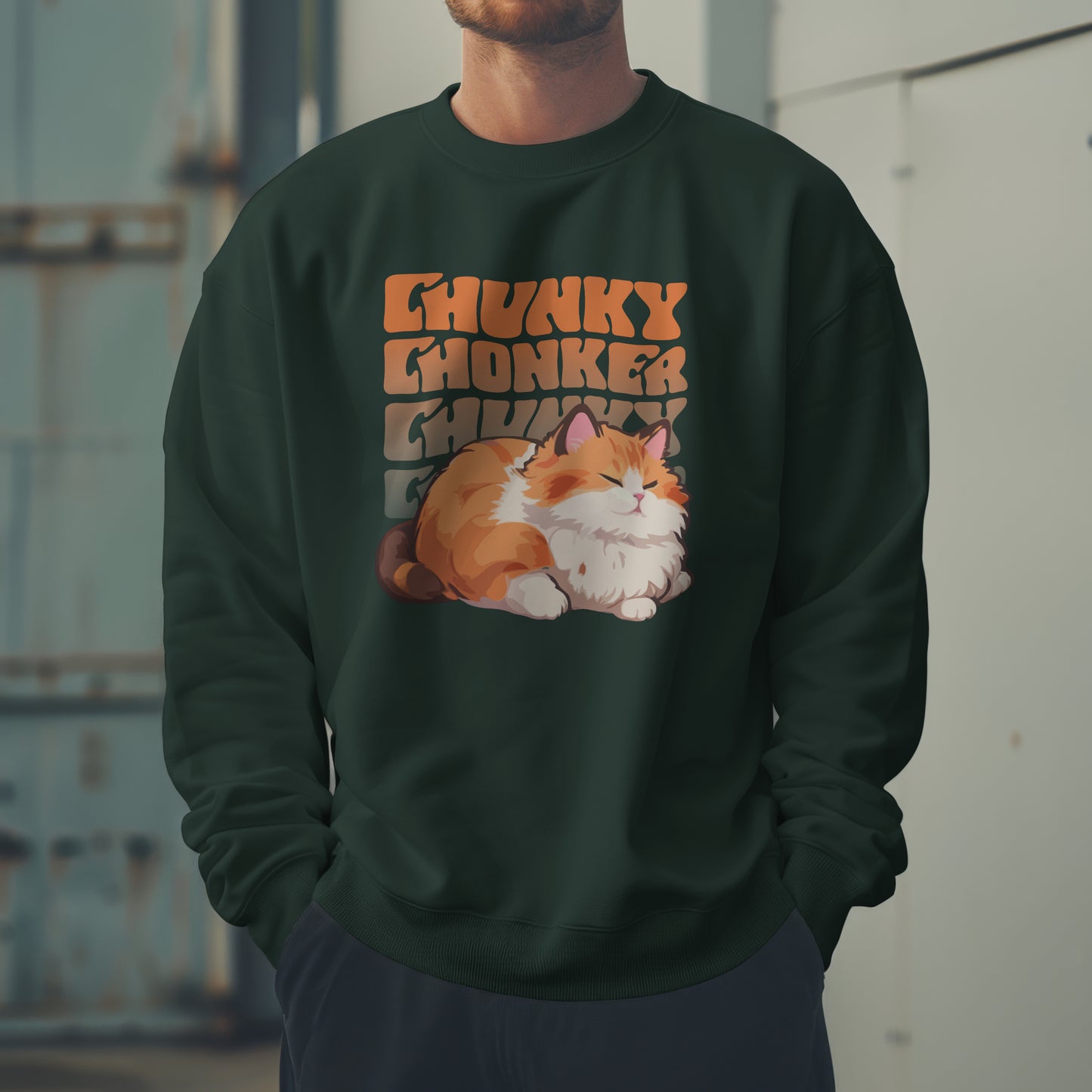 Chunky Chonker Fat Orange Tabby Cat Sweatshirt, Perfect for Pet Lovers and Furparents