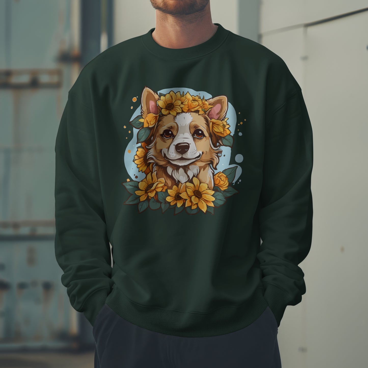 Floral Dog Sunflower Sweatshirt, Perfect for Pet Lovers and Furparents