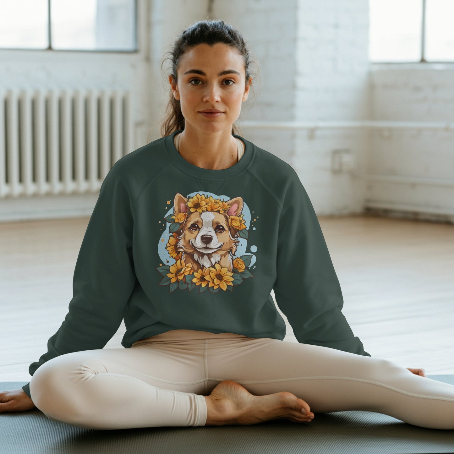 Floral Dog Sunflower Sweatshirt, Perfect for Pet Lovers and Furparents