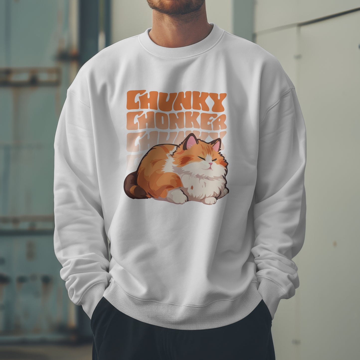 Chunky Chonker Fat Orange Tabby Cat Sweatshirt, Perfect for Pet Lovers and Furparents