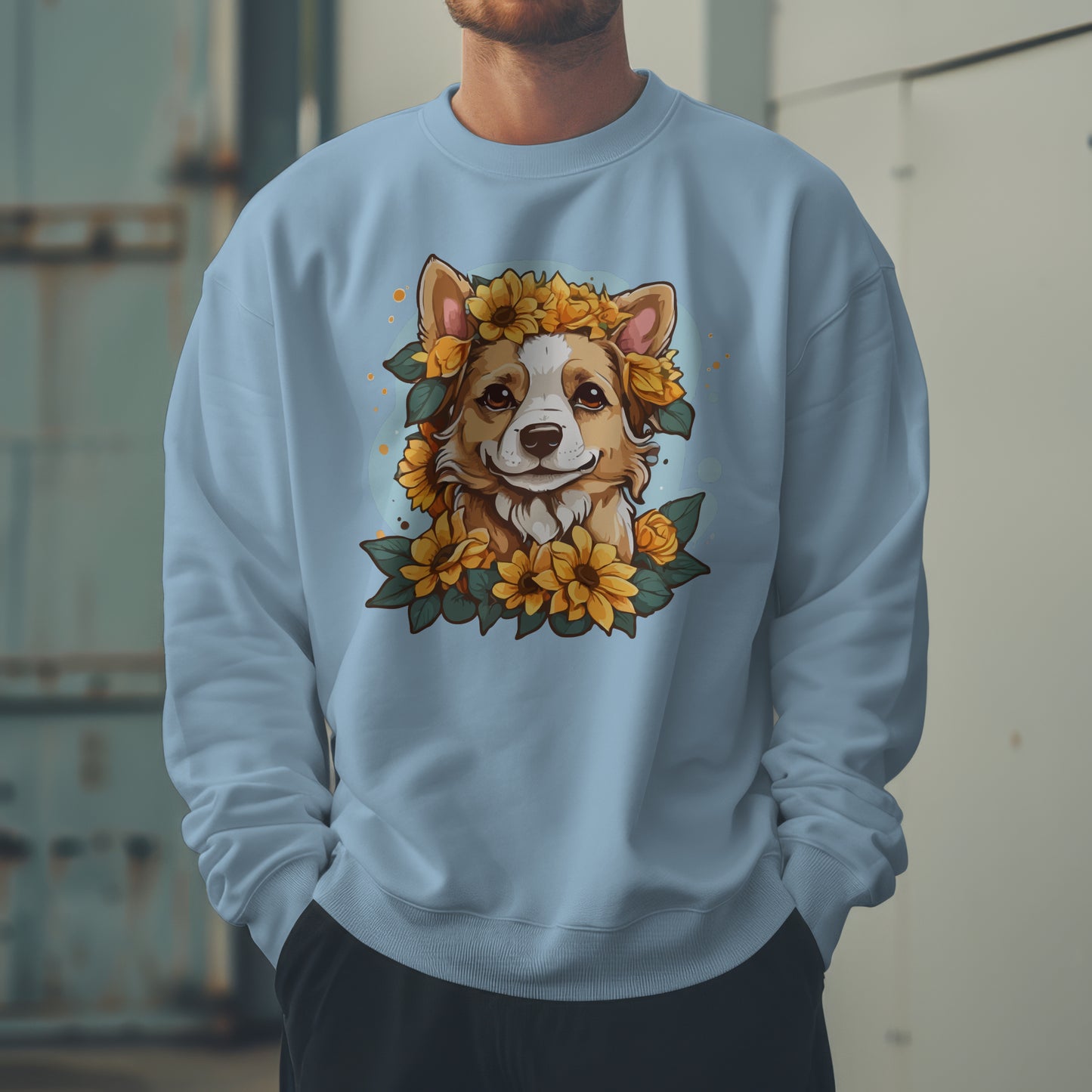 Floral Dog Sunflower Sweatshirt, Perfect for Pet Lovers and Furparents