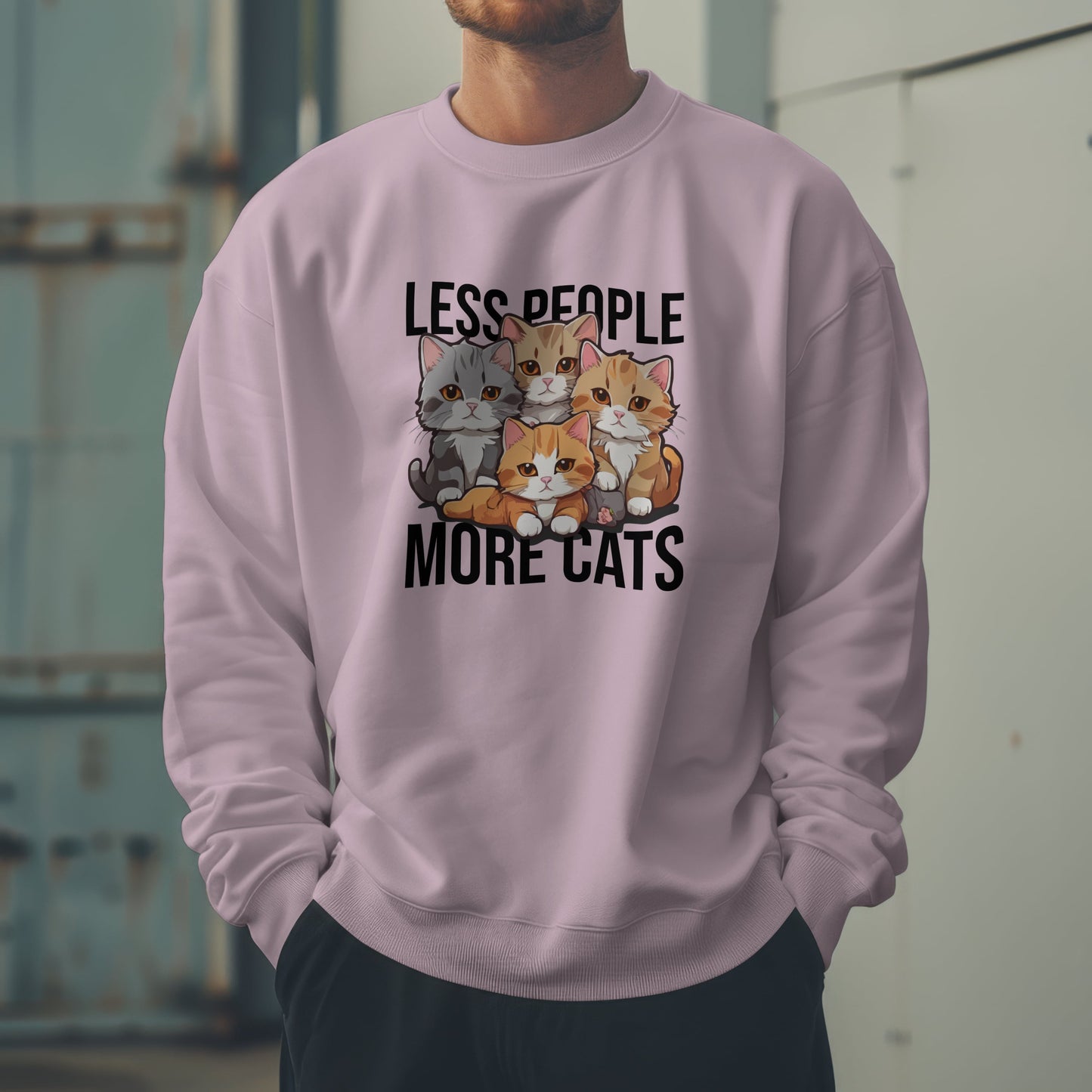Less People More Cats Sweatshirt – Funny Cat Lover Gift for Introverts, Pet Parents & Anti-Social Cat Moms