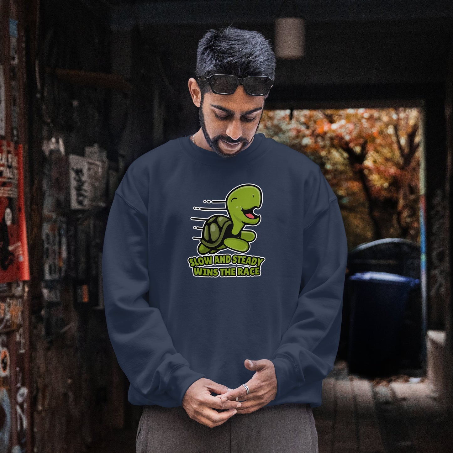 “Slow and Steady Wins the Race” Turtle Sweatshirt – Inspirational Animal Lover Gift, Motivational Pet Parent Apparel, Cozy Turtle Sweater