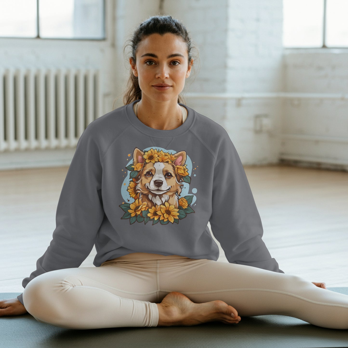 Floral Dog Sunflower Sweatshirt, Perfect for Pet Lovers and Furparents