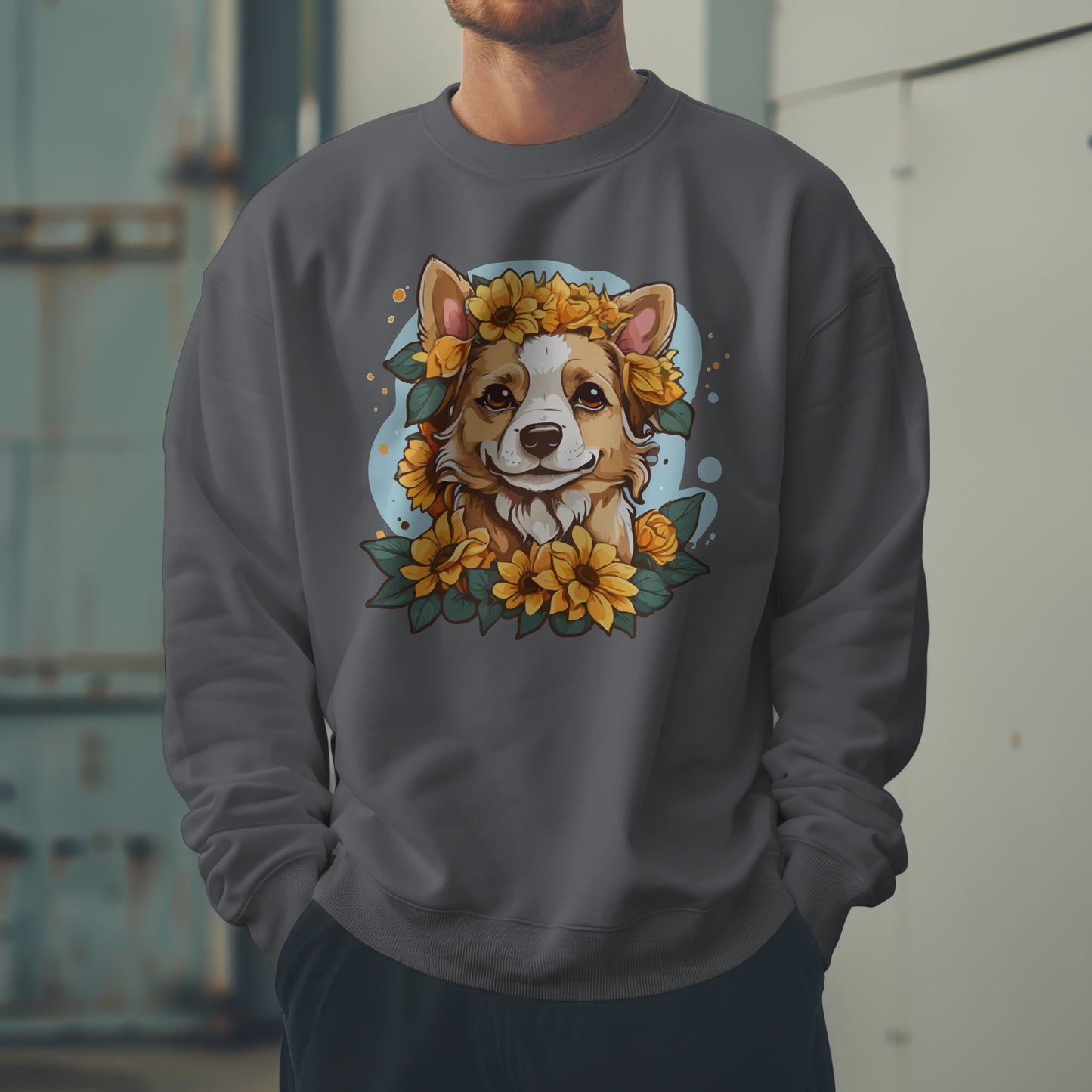 Floral Dog Sunflower Sweatshirt, Perfect for Pet Lovers and Furparents