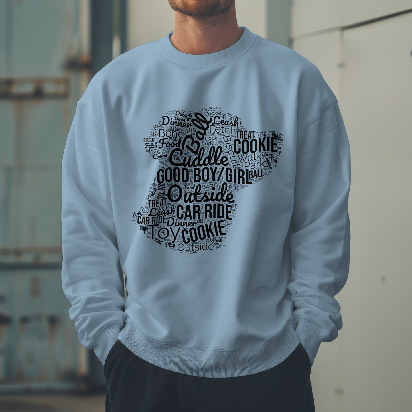Dog Word Cloud Sweatshirt – Funny Pullover for Dog Lovers, Cozy Unisex Crewneck, Perfect Gift for Pet Owners