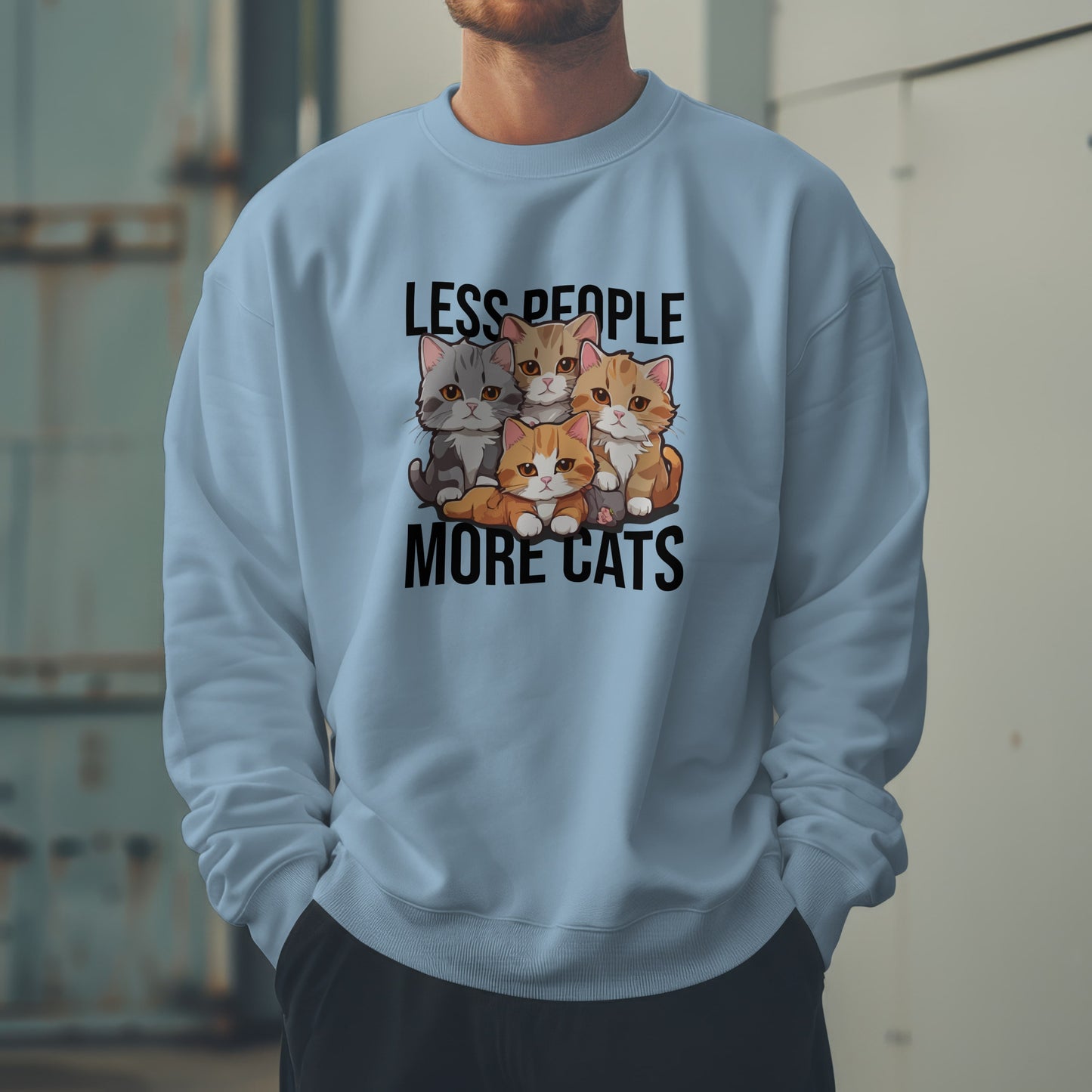 Less People More Cats Sweatshirt – Funny Cat Lover Gift for Introverts, Pet Parents & Anti-Social Cat Moms
