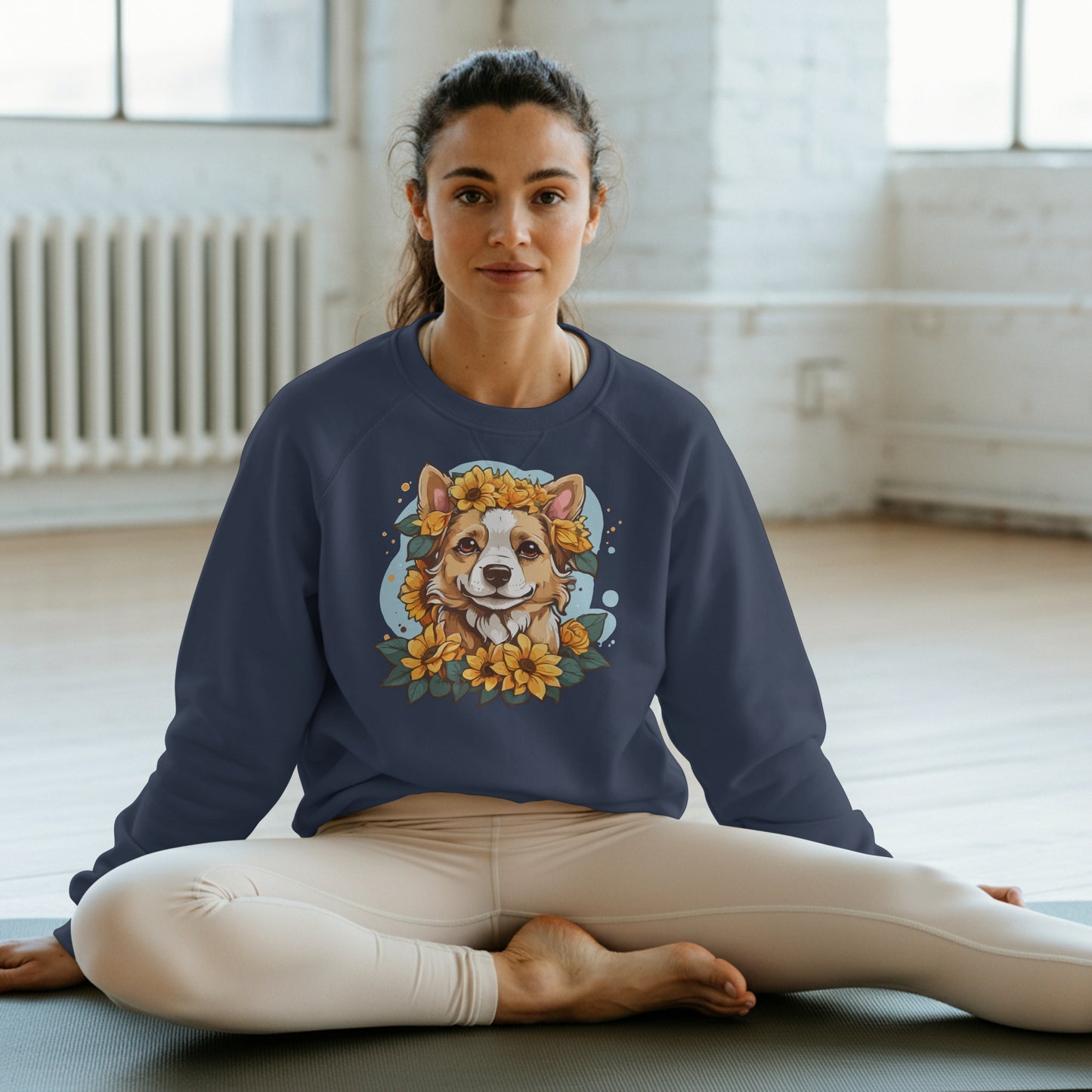 Floral Dog Sunflower Sweatshirt, Perfect for Pet Lovers and Furparents