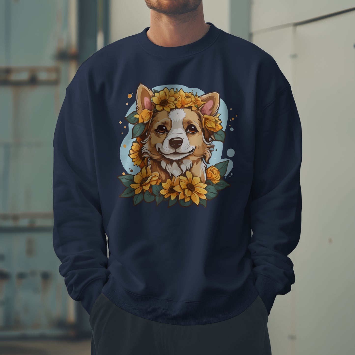 Floral Dog Sunflower Sweatshirt, Perfect for Pet Lovers and Furparents