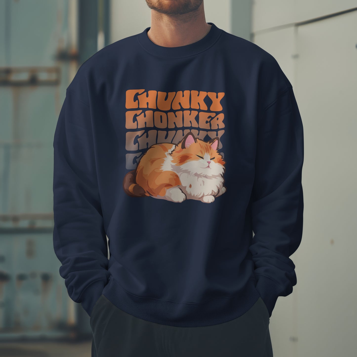Chunky Chonker Fat Orange Tabby Cat Sweatshirt, Perfect for Pet Lovers and Furparents