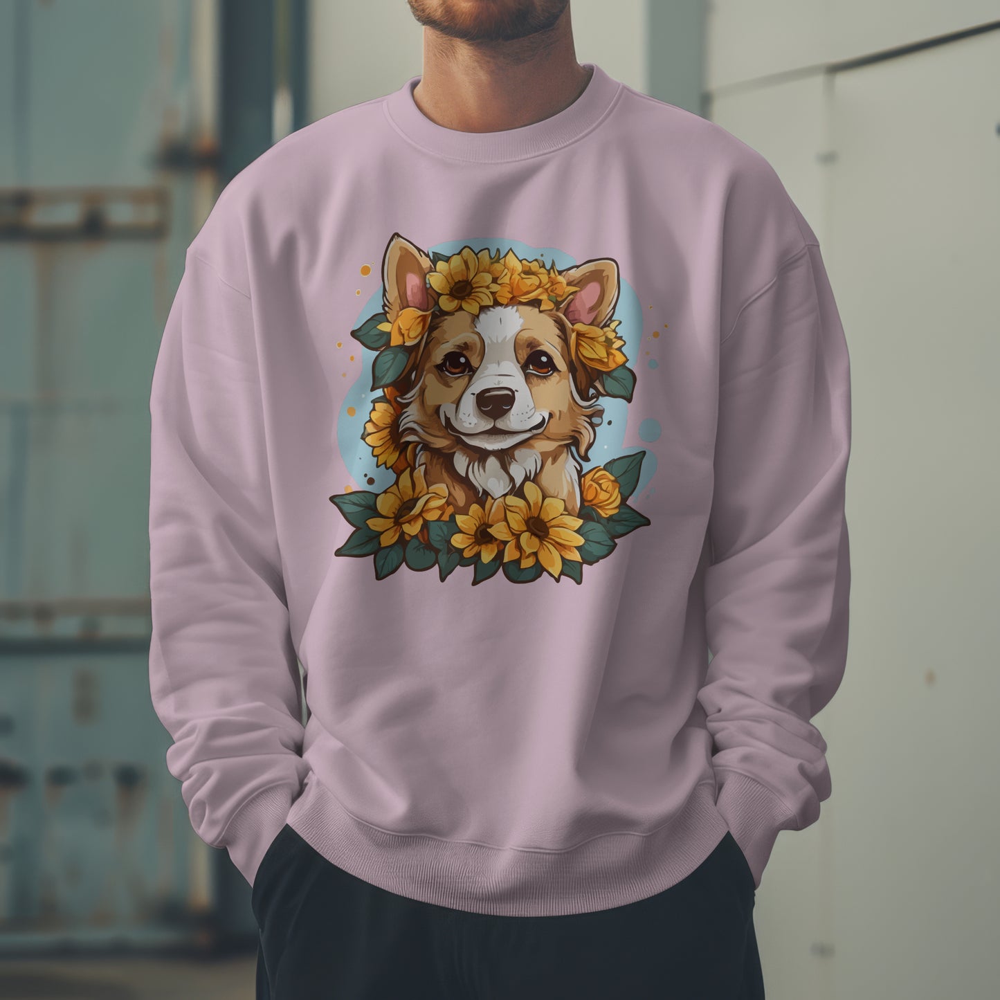 Floral Dog Sunflower Sweatshirt, Perfect for Pet Lovers and Furparents