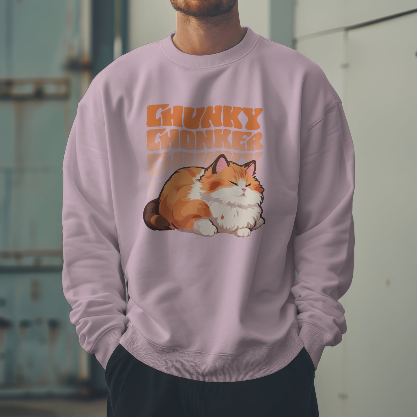 Chunky Chonker Fat Orange Tabby Cat Sweatshirt, Perfect for Pet Lovers and Furparents