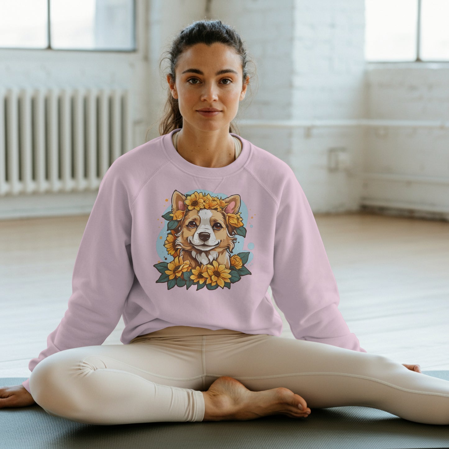 Floral Dog Sunflower Sweatshirt, Perfect for Pet Lovers and Furparents